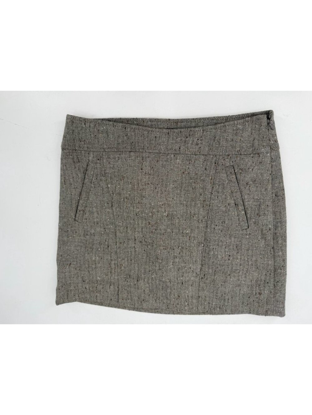 The Limited Brown Tweed Wool Blend Mini Skirt Lined Pockets Retro Collegiate Sz0